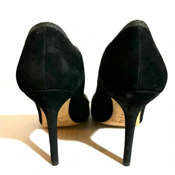 Jimmy Choo black suede criss cross sparkle pumps size 37.5 - Picture 3 of 6